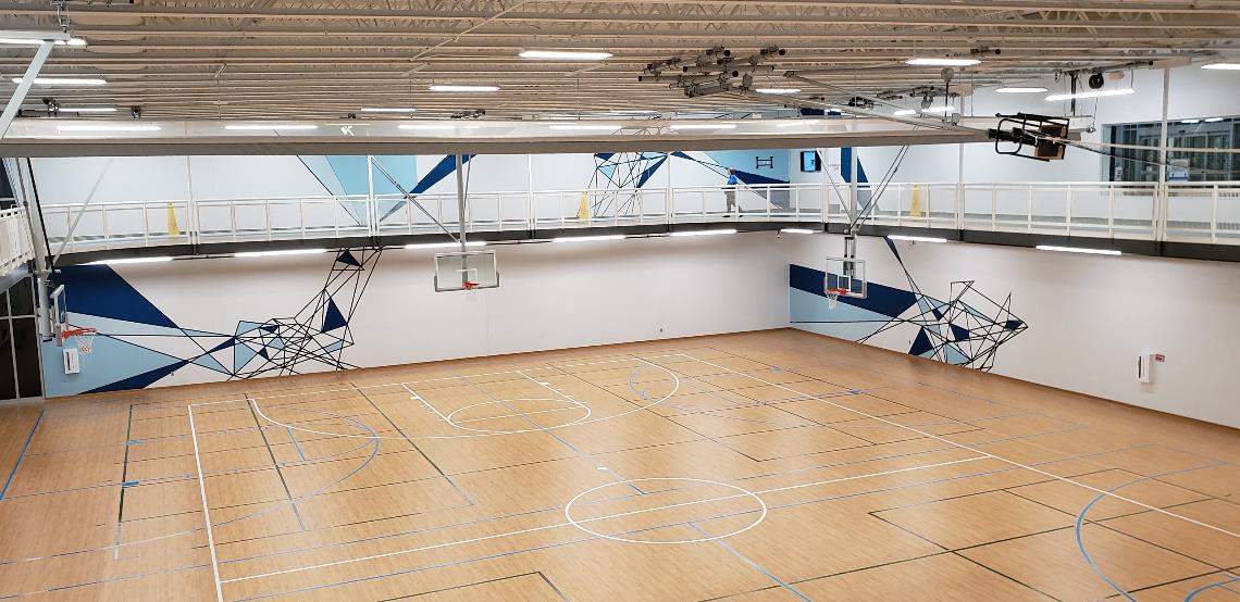 Birds eye view of gymnasium from walking track