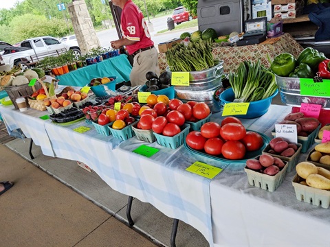 Display of produce available at the Farmers' Market