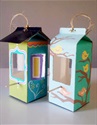 painted bird feeders made from juice cartons