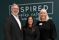 Owners of Inspired Play Cafe with Mayor Bob Pape