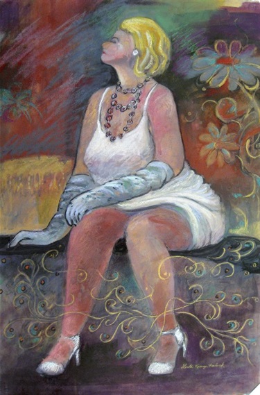 Lady with Blue Gloves
