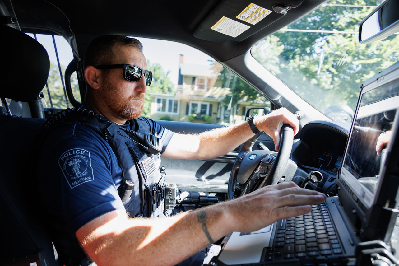 Patrol officer in vehicle