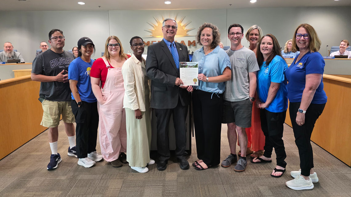 Mayor Pape with Parks & Rec staff for Parks & Rec Month