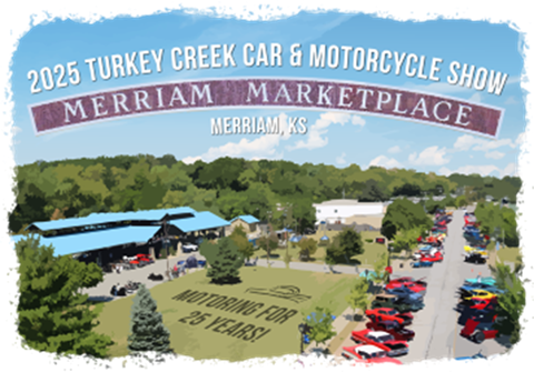 Aerial photo of Merriam Marketplace from previous car show in grunge design